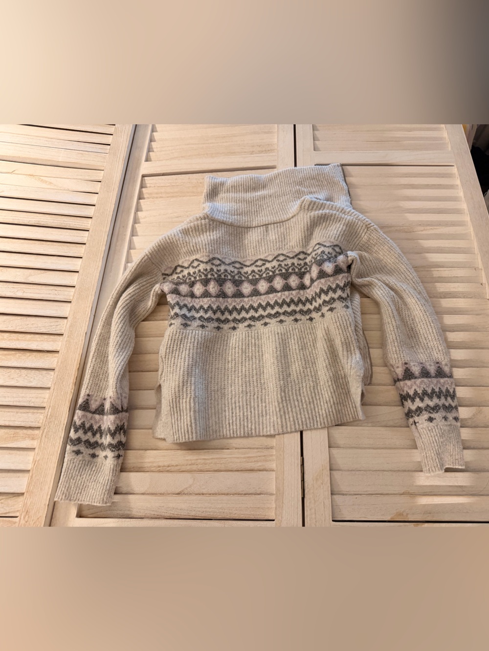 Pink Rose Cream Fair Isle Turtleneck Sweater